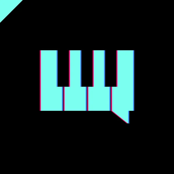 音楽チャット コミュニティのロゴ。ピアノの簡単な正方形のロゴ. — ストックベクタ