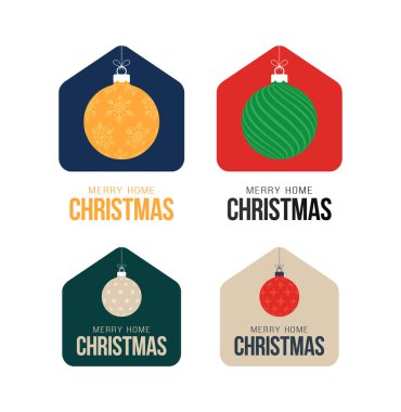 Komik Vektör Minimalist Noel balolarıyla Mutlu Noeller 2020 Kartı 'nı hazırla. Güvenli bir Noel konsepti karantinada kalan yassı çizgi film çizimi. COVID-19 Tepkisi.