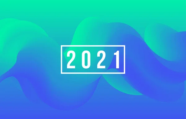Vector Illustration Happy New Year 2021 화려하고 추상적 모양의 청록색 — 스톡 벡터