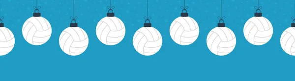 Feliz Natal Voleibol Sem Costura Padrão Horizontal Pendurar Uma Bola — Vetor de Stock