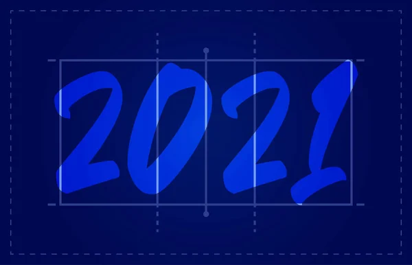 2021 Bahagia Tahun Baru Voli Lapangan Kartu Ucapan Dengan Huruf - Stok Vektor