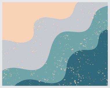 Modern Geometrik Deniz Dalgaları Yazdırma, Sıcak Tarafsız Sanat, Boho Dekor. Soyut Sanat, Minimalist Sanat, Asgari Yazdırma Sanatı.