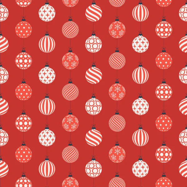 圣诞无缝图案红色和白色球 简单的新年图案矢量图解 — 图库矢量图片