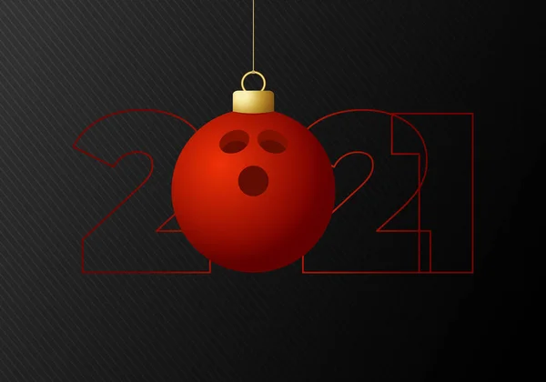 2021 Bonne Année Carte Vœux Sportive Avec Une Boule Bowling — Image vectorielle