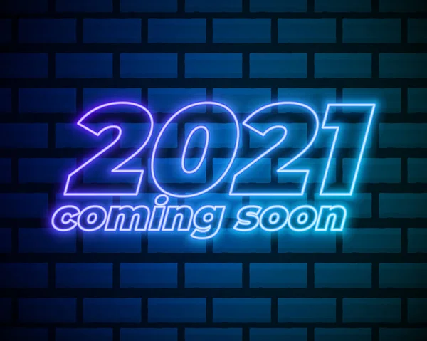 2021 Neon Metin 2021 Yeni Yıl Tasarım Şablonu Light Banner — Stok Vektör