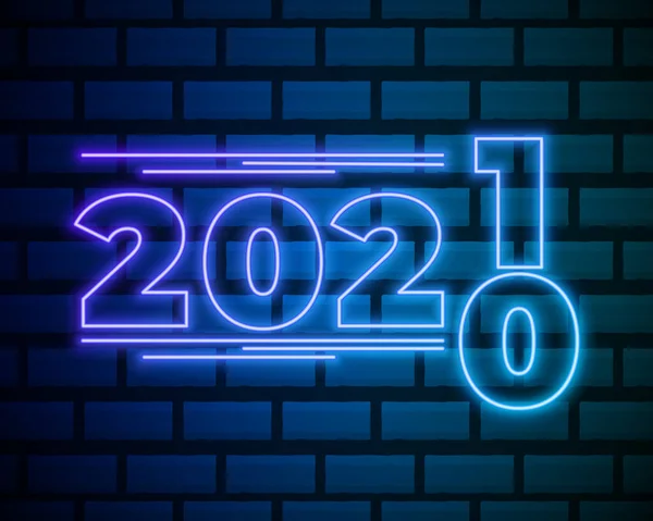 2021 Teks Neon 2021 Tahun Baru Desain Templat Panji Cahaya - Stok Vektor