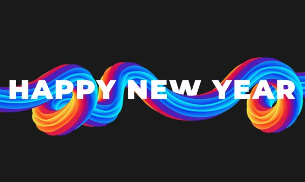 Affiche Liquide Pinceau Coloré 2021 Happy New Year Background Illustration — Image vectorielle