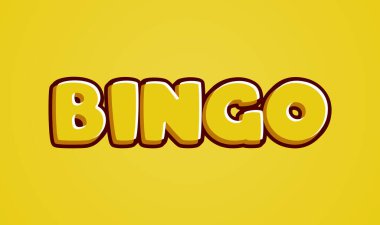 Bingo sarı metin efekti şablonu 3d tipi ve retro konsept vektör çizimi.