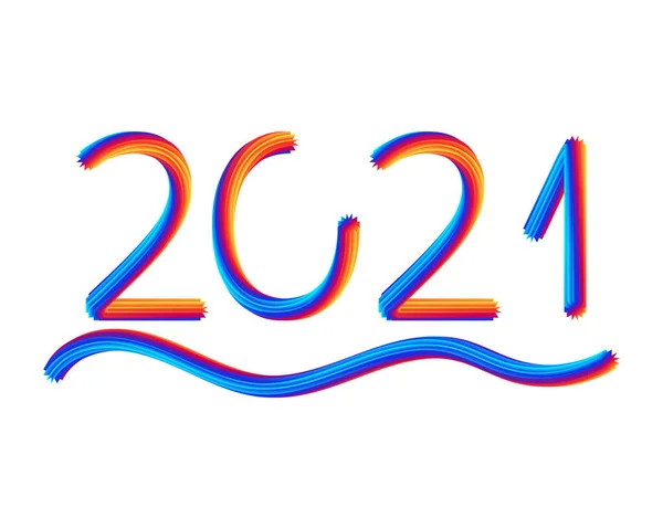 Барвисті Пензликові Фарби Вимовляють Каліграфію 2021 Року Щасливого Новорічного Фону — стоковий вектор