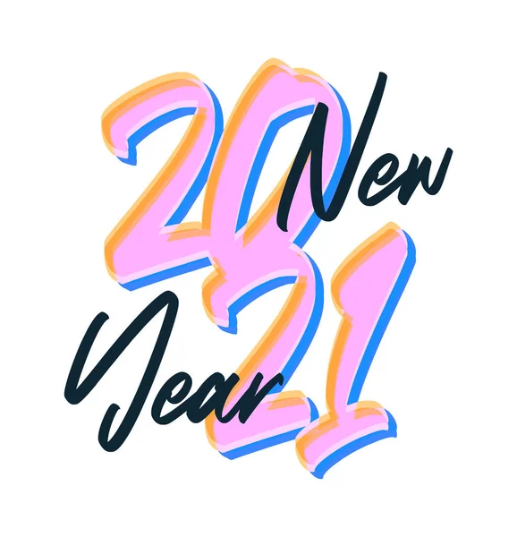 Texte Vectoriel Calligraphique 2021 Conception Noël Bonne Année Avec Texte — Image vectorielle