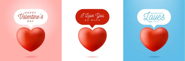 Tarjeta Flyer Valentine Realista Corazón Rojo Igual Que Contador Conjunto — Vector de stock