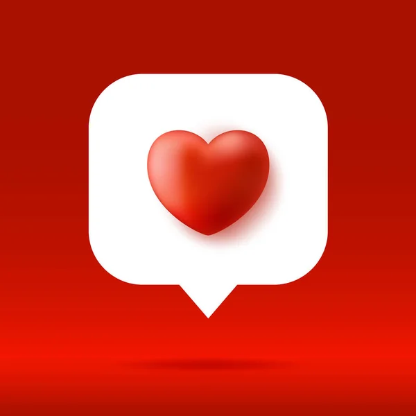 Kart ya da Flyer Valentine gerçekçi kırmızı kalp gibi mesela sayaç, yorum takipçisi ve bildirim sembolü çizimi.