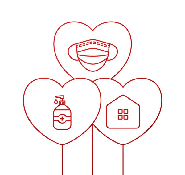 Знамя Коронавируса Дня Святого Валентина Валентин Любит События Праздники Время — стоковый вектор