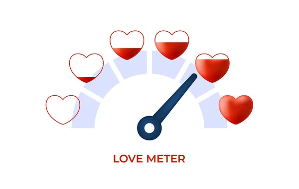 Het Meten Van Liefde Concept Liefde Hart Meter Vector Illustratie — Stockvector