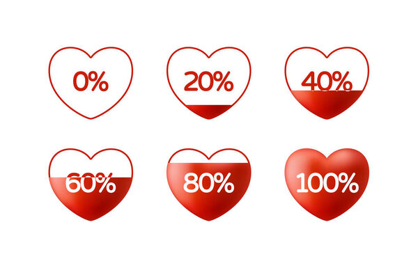 Love customer review feedback 5 Hearts rating or ranking concept. Vector illustration Heart Shape Filled With Love