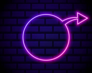 Vector Futuristik Bilim Kurgu Modern Neon Pembe Gradyan Parlak Ok Çerçevesi Kara Tuğla Arkaplan Üzerine. Retro Neon İşareti.