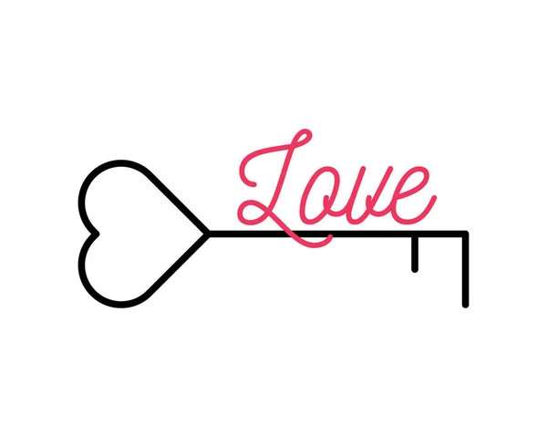 Heart Shape Key Icon Vector Isolated Love Word Key Valentine — Stock Vector
