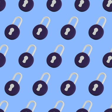 Padlock seamless pattern. Security, safety, protection, privacy concept. Minimalism concept. 3d illustration 3D render