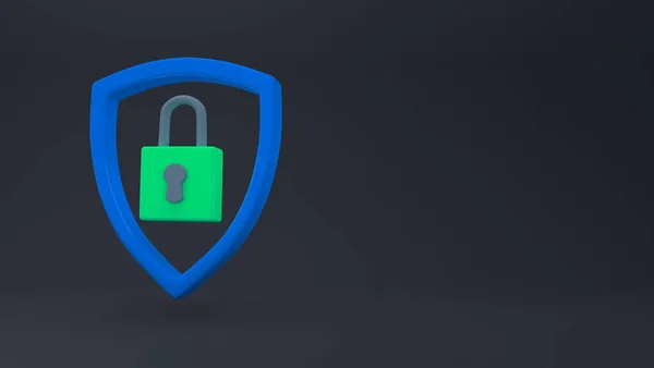 Padlock Shield Sign Security Safety Protection Privacy Concept Minimalism Concept — Stockfoto
