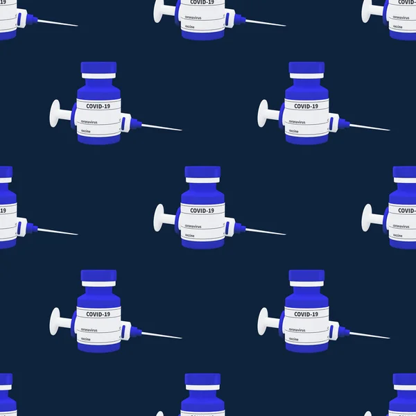 Σύριγγα Και Φιάλη Εμβολίου Καθιστούν Αδιάλειπτη Μοτίβο Minimal Cartoon Concept — Φωτογραφία Αρχείου