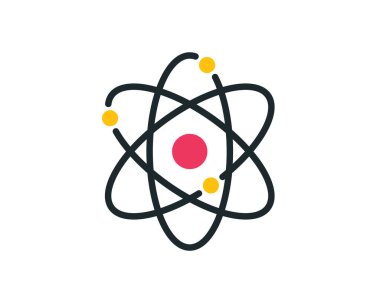 Atom Simgesi vektörü. Basit düz sembol. Beyaz arkaplanda mükemmel renk resimleme