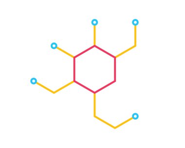 Basit kimya formülü ve molekül çizgisi simgesi. Sembol ve işaret vektör çizimi tasarımı. Beyaz arkaplanda izole.