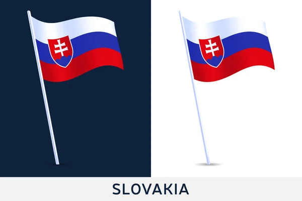 Jeu Drapeau Slovaquie Agitant Sur Fond Isolé Illustration Vectorielle — Image vectorielle