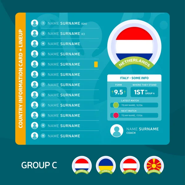 Netherlands Group Football 2020 Tournament Final Stage Vector Illustration Таблиця — стоковий вектор