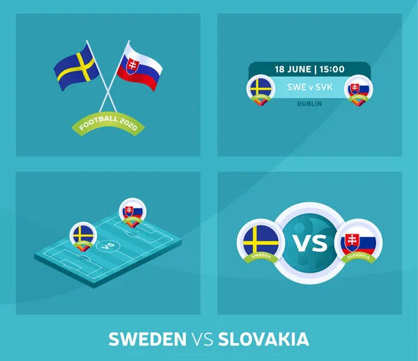 Švédsko Slovensko Zápas Set Fotbal 2020 Mistrovství Zápas Týmy Intro — Stockový vektor