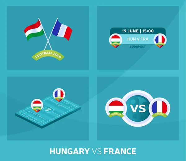 Maďarsko Francie Zápas Set Fotbal 2020 Mistrovství Zápas Týmy Intro — Stockový vektor