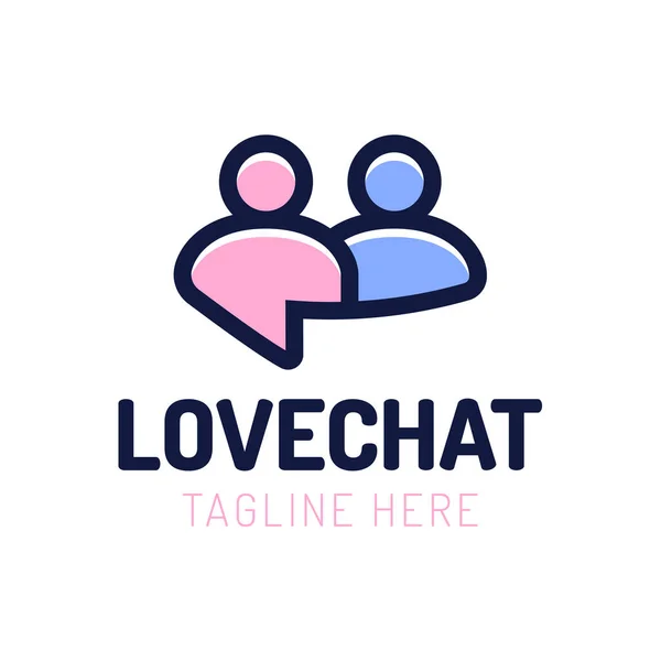 Love Chat, people Dating Logo vector Design. Chat online. United couple bubble. Icon of dating site. Vector illustration