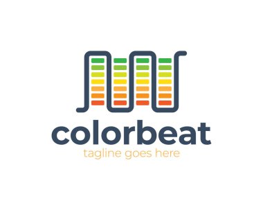 Ses dalgası logo şablonu hisse senedi vektör tasarımı. Soyut müzik teknolojisi logosu. Dijital element amblemi, grafik sinyal dalga formu, eğri, hacim ve eşitleyici. Vektör illüstrasyonu.