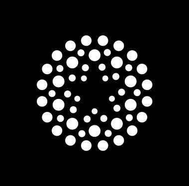 Yaratıcı bir yuvarlak ya da noktalı yıldız logosu. Negatif uzay vektör logosu içindeki yıldız
