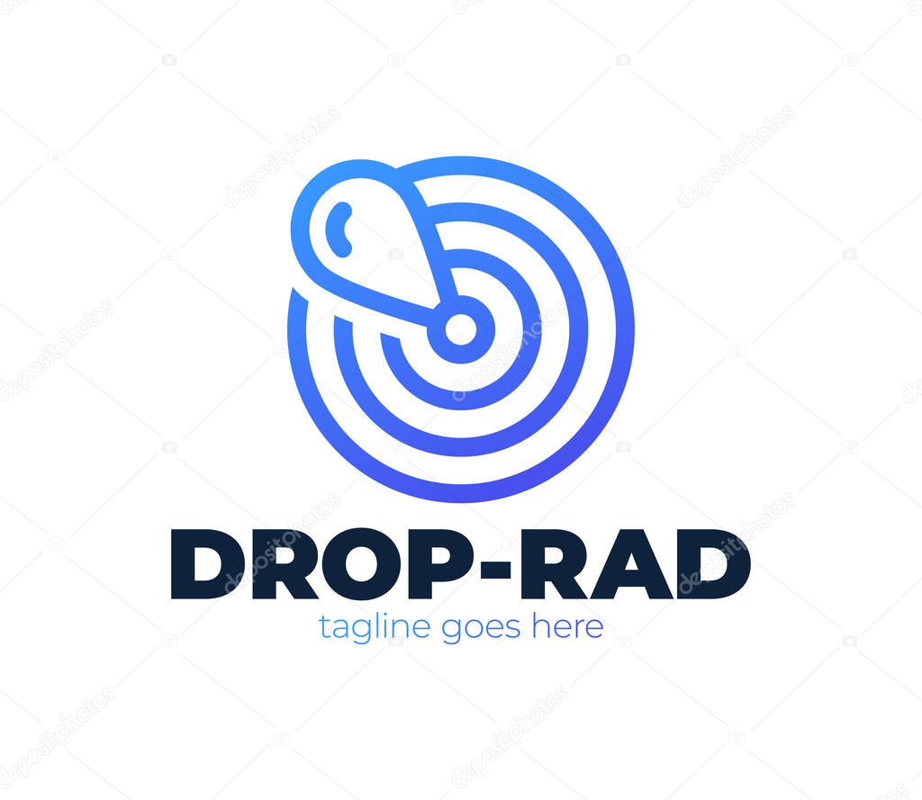 Drop radar logo design vector. simple signal radar sign with water drop logotype