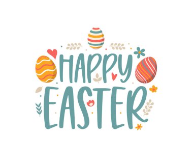 Mutlu Paskalya renkli harfler. Mutlu Paskalyalar, vektör sembolleri, logo, rozetler ve harf tasarımı