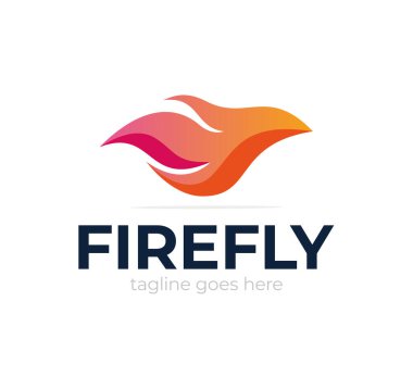 Soyut renkli süslemeli sinek alev dalgası vektör logo şablonu. Akbaba yangın logosu, kuş ateşi logosu tasarımı