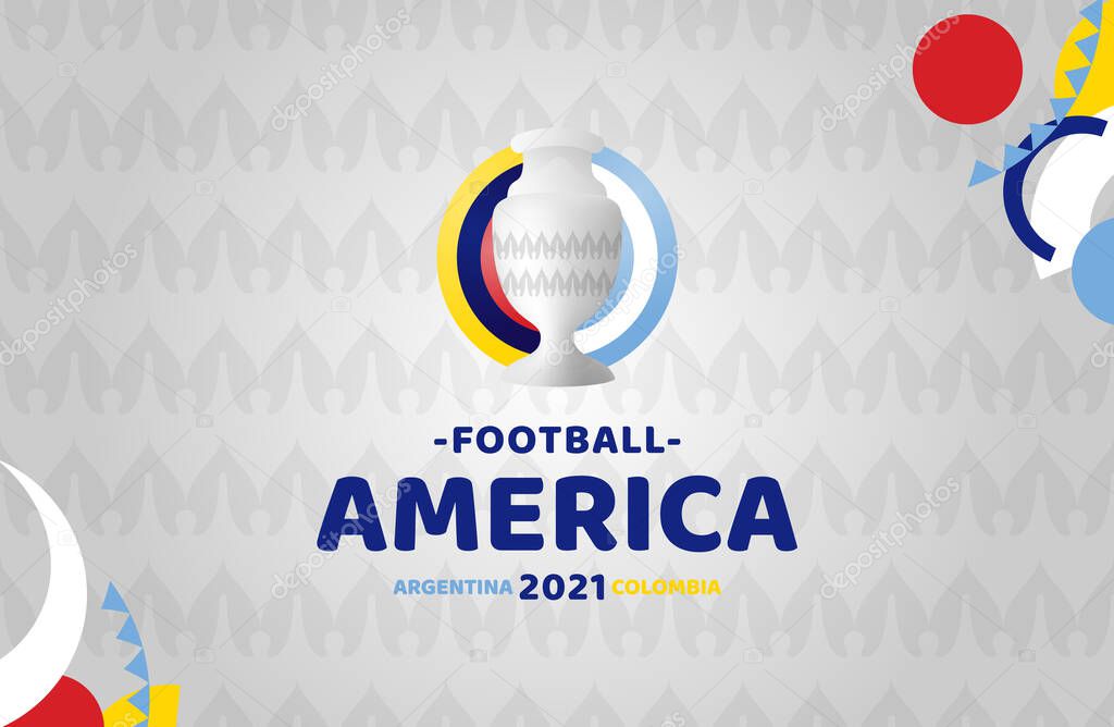 South America Football 2021 Argentina Colombia vector illustration. No oficial tournament logo on pattern background
