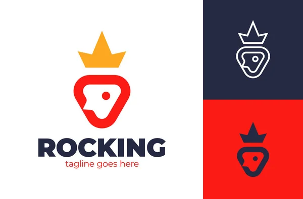 Kral Roket Logosu Basit Roket Kral Crown Vektör Logo Simgesi — Stok Vektör