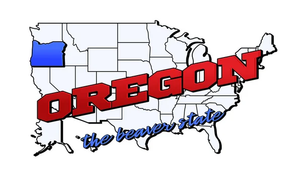 Staat Oregon Vector Illustratie Met Amerikaanse Oregon Staat Amerikaanse Kaart — Stockvector