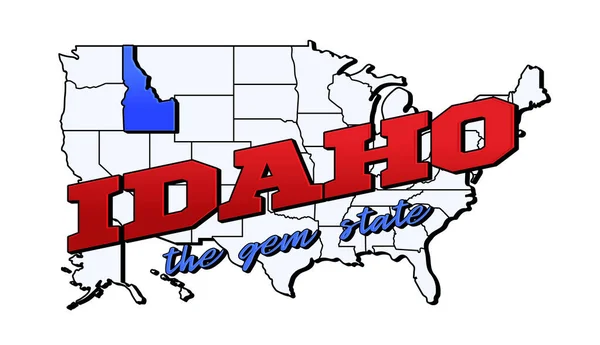 État Idaho Illustration Vectorielle Avec État Idaho Américain Sur Carte — Image vectorielle