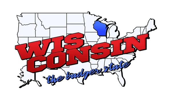 Wisconsin State Vektorová Ilustrace Usa Wisconsin Státu Americké Mapě Nápisem — Stockový vektor