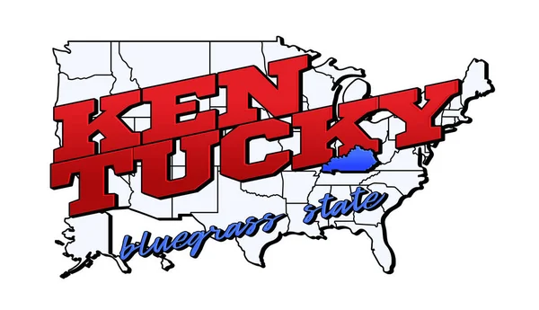 Stát Kentucky Vektorová Ilustrace Americkým Kentucky Státem Americké Mapě Nápisem — Stockový vektor