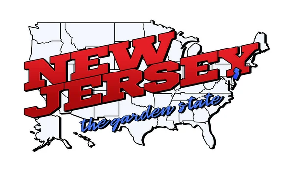 New Jersey Eyaleti Amerikan Haritasında Abd Nin New Jersey Eyaletinin — Stok Vektör
