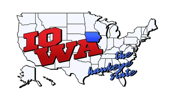 Státě Iowa Vektorová Ilustrace Americkým Státem Iowa Americké Mapě Nápisem — Stockový vektor