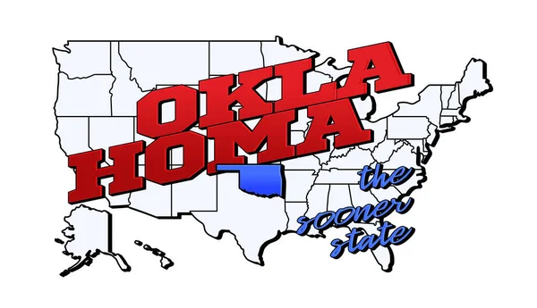 Oklahoma Eyaleti Amerikan Haritasında Abd Oklahoma Eyaleti Nin Vektör Illüstrasyonunda — Stok Vektör