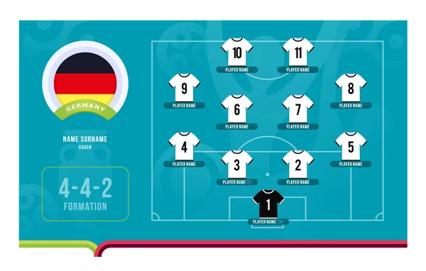 Německo Line Fotbal 2020 Turnaj Závěrečné Fáze Vektorové Ilustrace Country — Stockový vektor