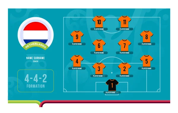 Nizozemský Line Football 2020 Turnaj Závěrečné Fáze Vektorové Ilustrace Country — Stockový vektor