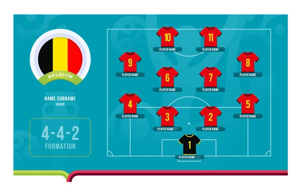 Belgie Line Football 2020 Turnaj Závěrečné Fáze Vektorové Ilustrace Country — Stockový vektor
