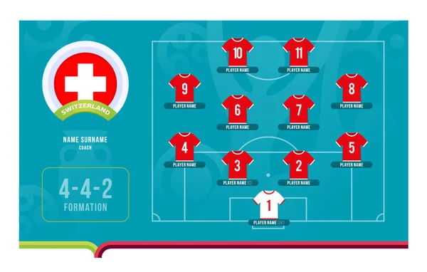 Švýcarsko Line Fotbal 2020 Turnaj Závěrečné Fáze Vektorové Ilustrace Country — Stockový vektor