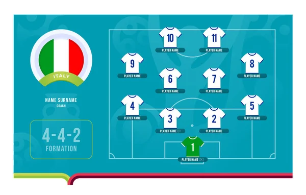 Itálie Line Fotbal 2020 Turnaj Závěrečné Fáze Vektorové Ilustrace Country — Stockový vektor